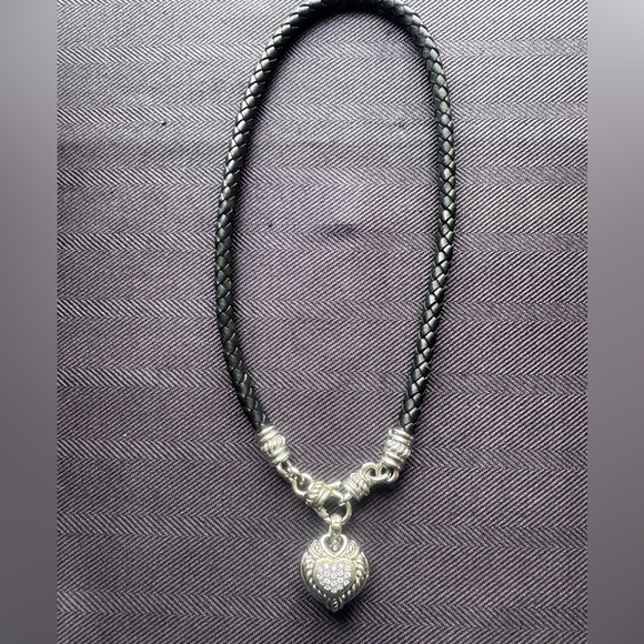 Judith Ripka Jewelry - Judith Ripka vintage .925 Silver and Black Heart Pendant Necklace